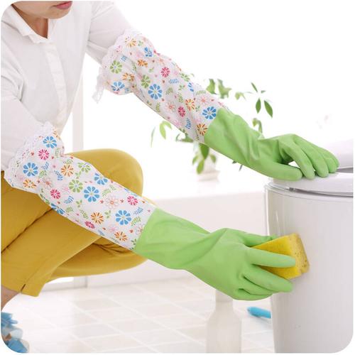 厨房耐用加厚乳胶清洁家务手套 加长加绒洗碗洗衣服防